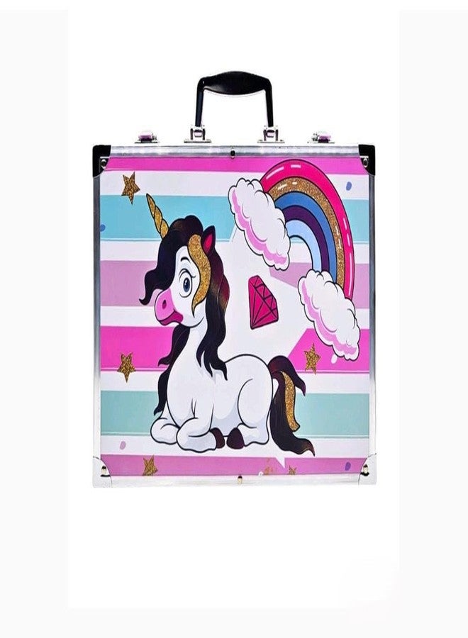 Brille Bee 145Pc Art & Craft Painting Set - Suitcase Shape All-in-1 Art Box with Watercolors, Sketching Tools & Stationery, Gift for Kids (New Unicorn) - Image 2